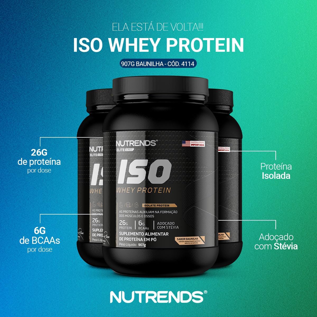 Iso Whey Protein Baunilha - 907g