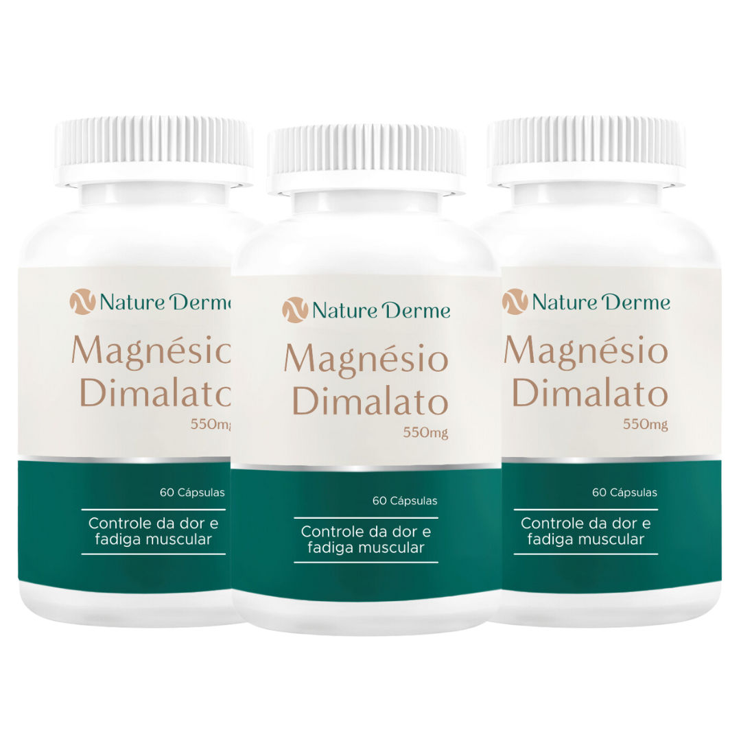 Magnésio Dimalato 550mg - Ossos Saudáveis, Coração Forte, Corpo sem Dor